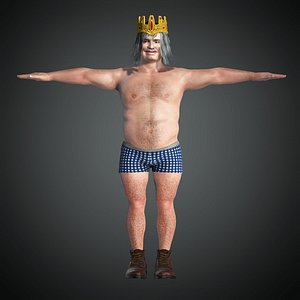 3D Crazy Homeless - King Poverty Character - Rigged and Blendshapes model