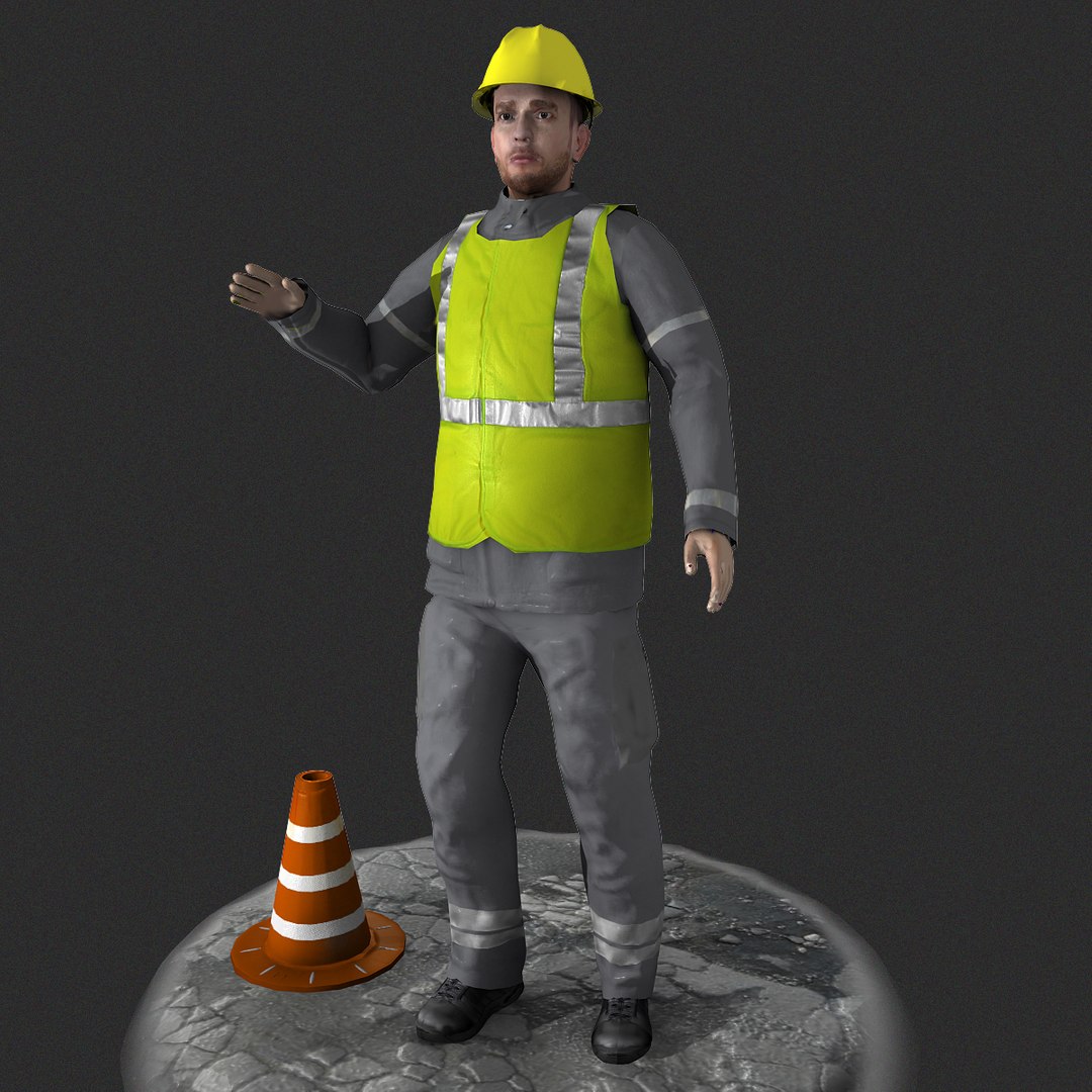 rigged worker 3d 3ds