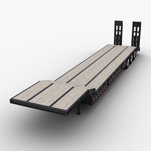 lowboy semi-trailer trailer ramps 3D