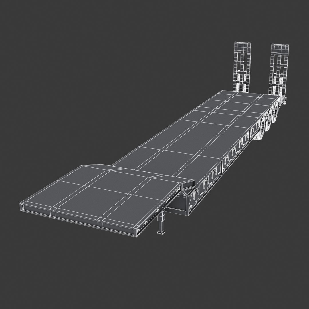 Lowboy Semi-trailer Trailer Ramps 3D - TurboSquid 1254213