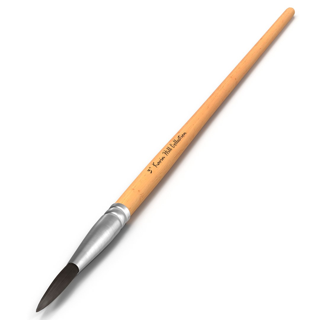 Paint Brush Round 2 with Fur 3D Model 3D model preview