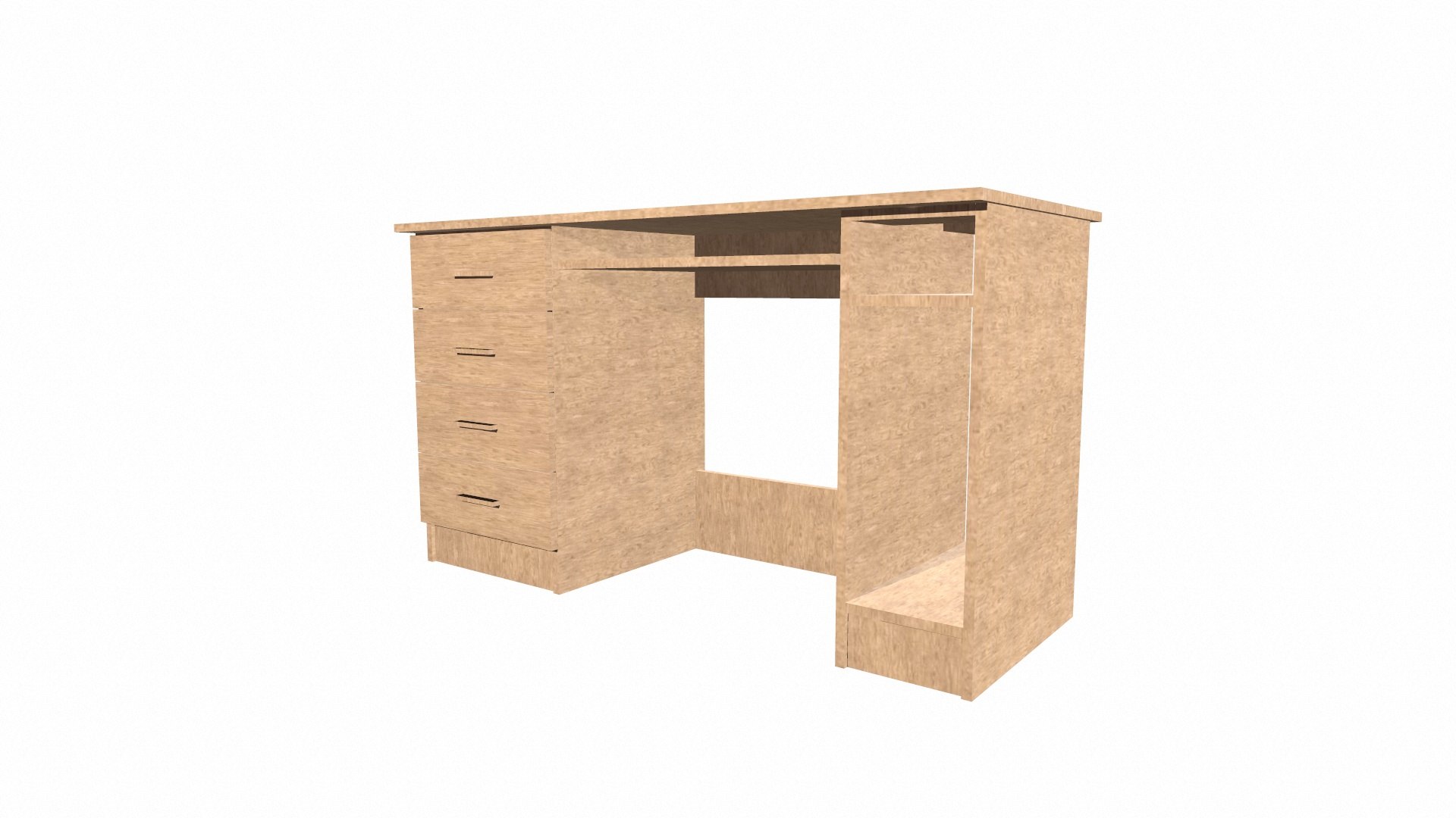 3D Wooden Office Desk Model - TurboSquid 2338742