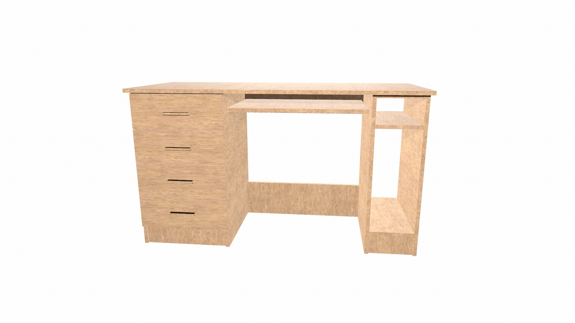 3D Wooden Office Desk Model - TurboSquid 2338742