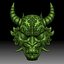 Oni mask Japanese demon - bas-relief for CNC router or 3D printer