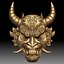 Oni mask Japanese demon - bas-relief for CNC router or 3D printer
