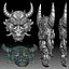 Oni mask Japanese demon - bas-relief for CNC router or 3D printer