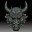 Oni mask Japanese demon - bas-relief for CNC router or 3D printer