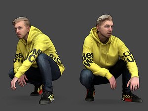 Guy Squatting 3D model