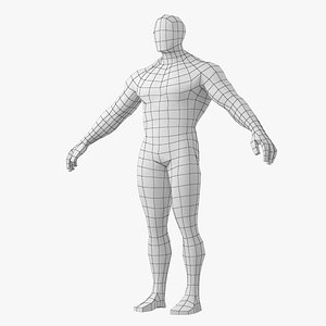 3D Bodybuilder Male Base Mesh in A-Pose