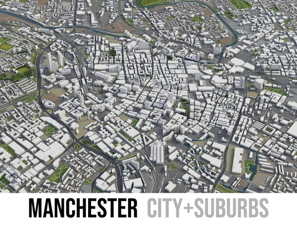 3D city manchester surrounding -