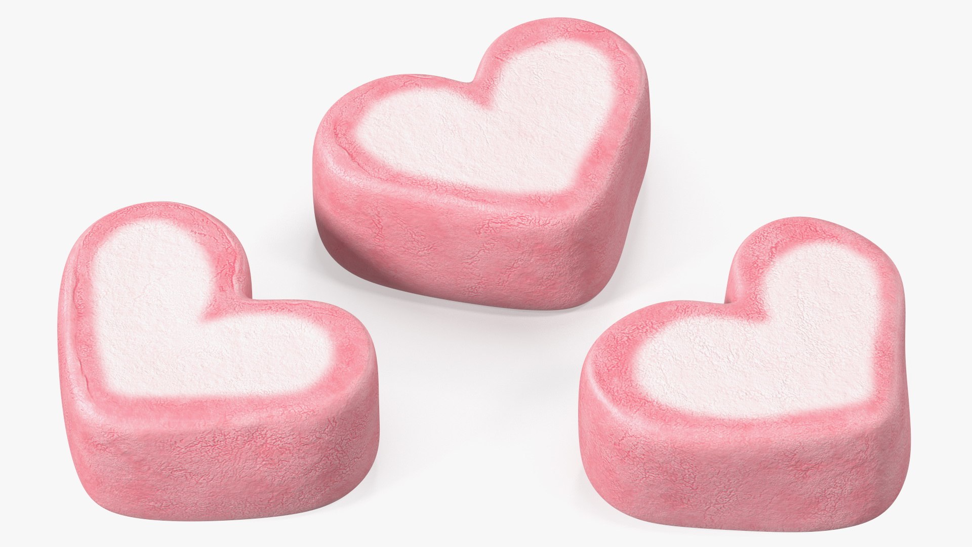 Pink and White Marshmallow Hearts 3D model preview