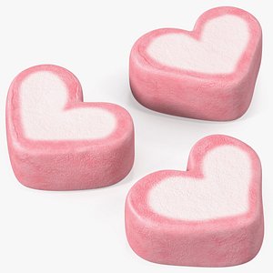 pink white marshmallow hearts 3D model
