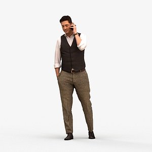 3D model 00143Connor007 - Adult Caucasian man walking while calling in office wearing transitional attire