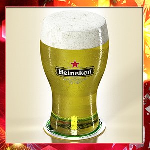 3d heineken pint beer -