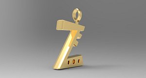 3D Z Letter Pendant Gold