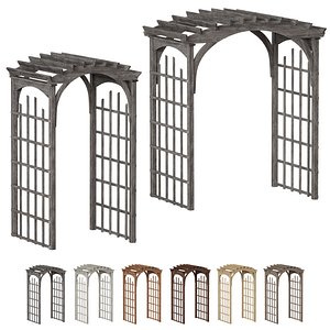 Wooden garden pergola gazebo flower garden 3D model