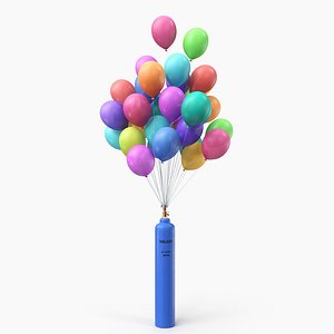 Stylized balloons and a helium cylinder 3D model