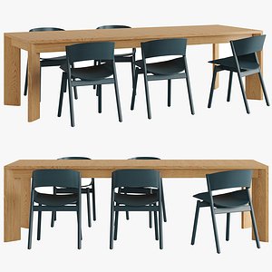 3D Dining Table Chair with Extension Port model
