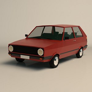 Low Poly Cartoon City Car 03