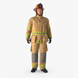 Firefighter with Fully Protective Suit Standing Pose