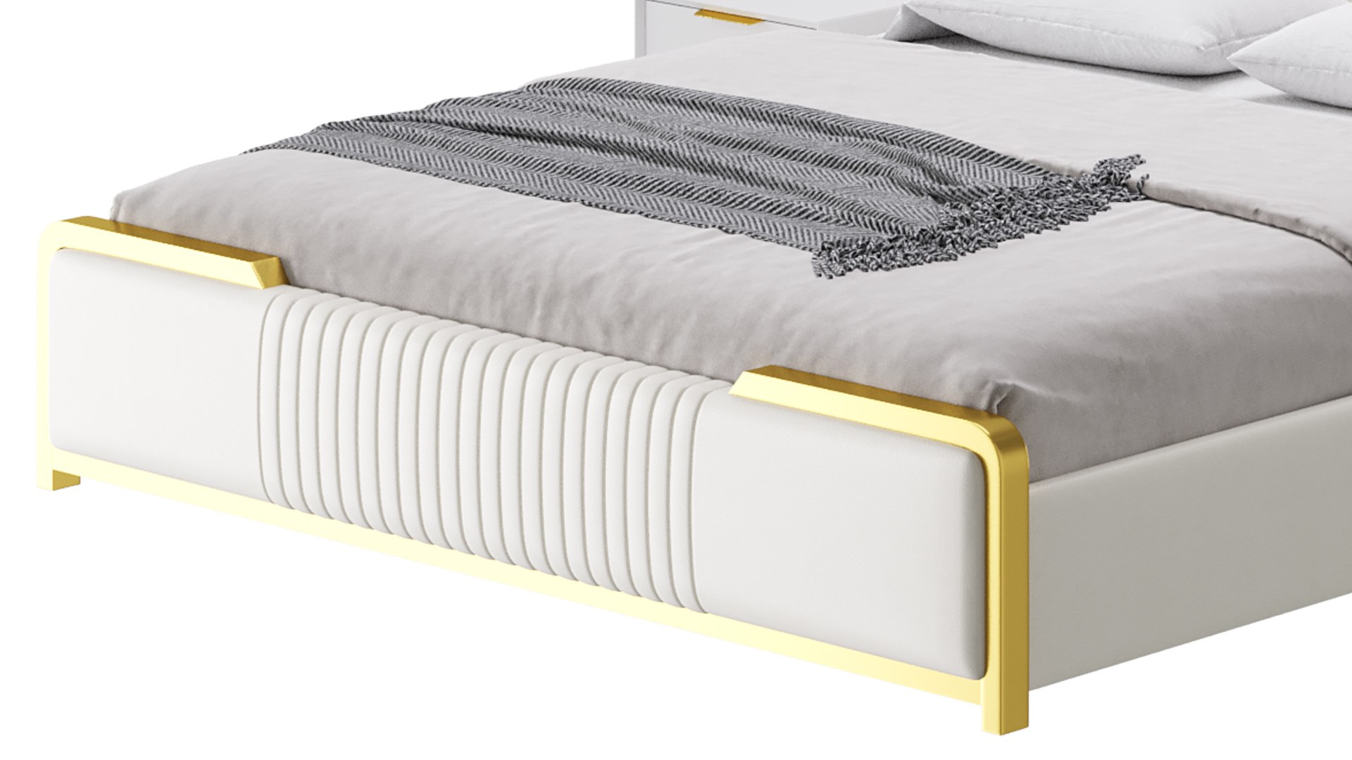 Glamorous White Wood Upholstered Bed I 3D Model - TurboSquid 2225090