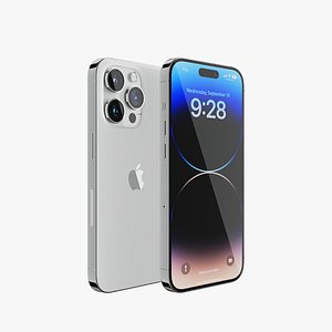 3D iPhone 14 Pro Silver model