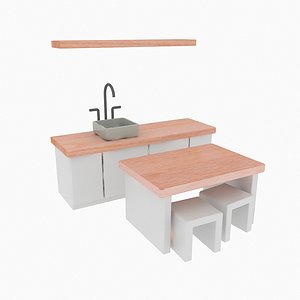 3D Dollhouse kitchen