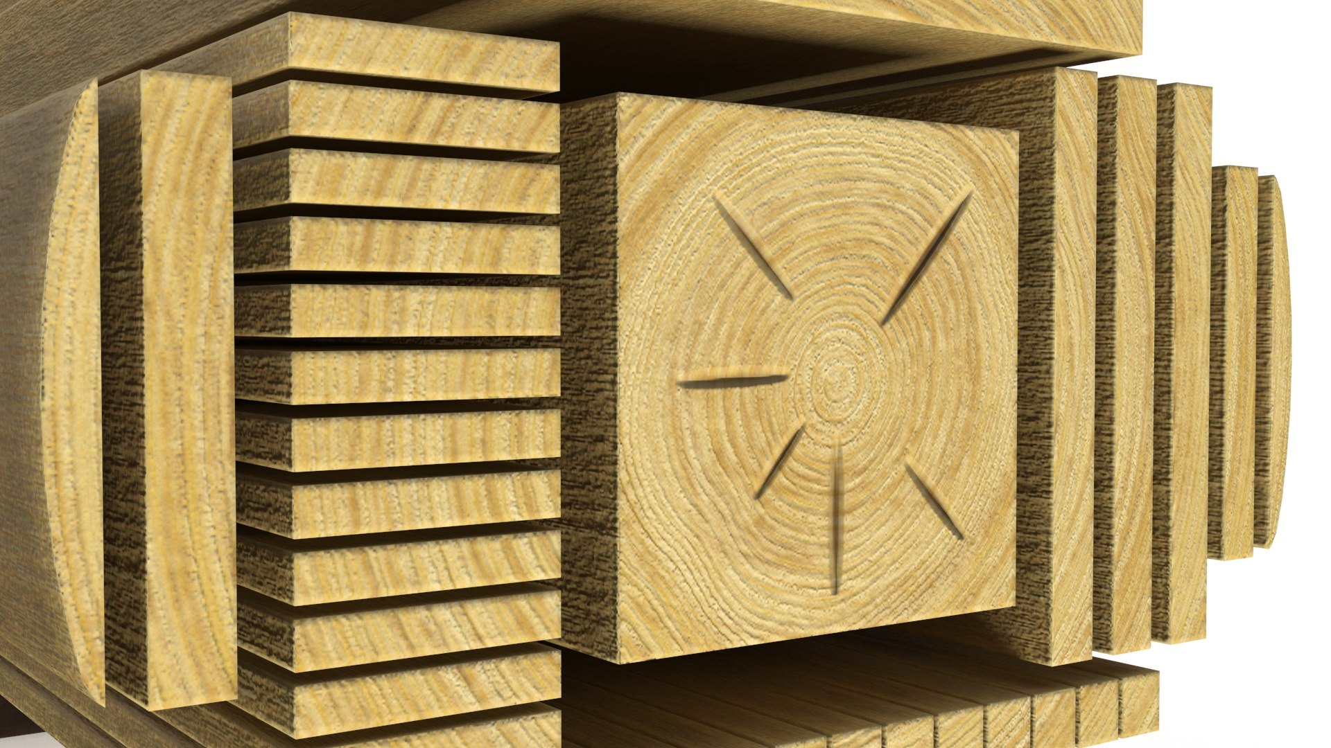 3D Cross And Longitudinal Section Of Wood - TurboSquid 2271665