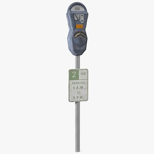 Digital Parking Meter with Sign Dirty 3D model