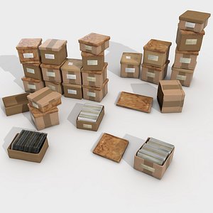 Office Cardboard Paper boxes textured pasteboard documentary library boxboard organizer vray realistic note