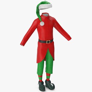 3D Christmas Elf Costume with Fur Male 2