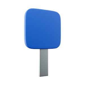 road sign - blue white picnic table and tree with path 3D