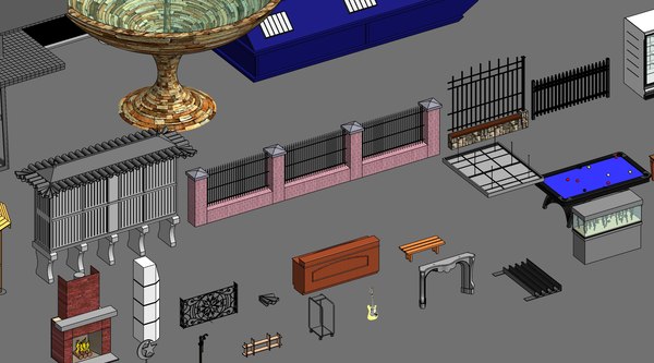 modelo 3d Parámetros de la familia de muebles de exterior de Revit ...