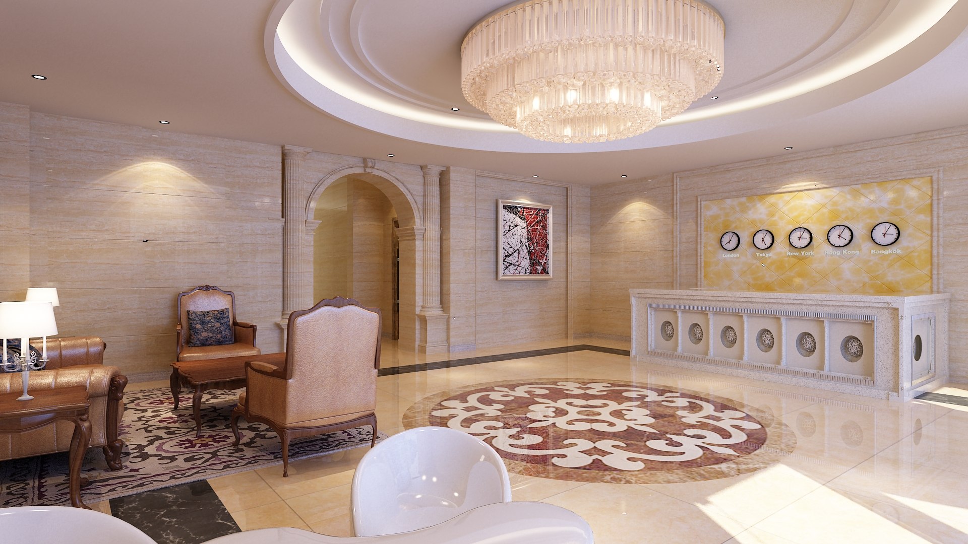 3D Hotel Lobby Model - TurboSquid 1684416