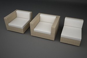rattan lounge furniture set 3d max