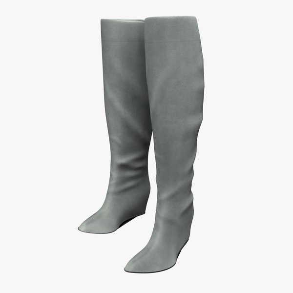 3D Knee High Wedge Boots model - TurboSquid 1818323