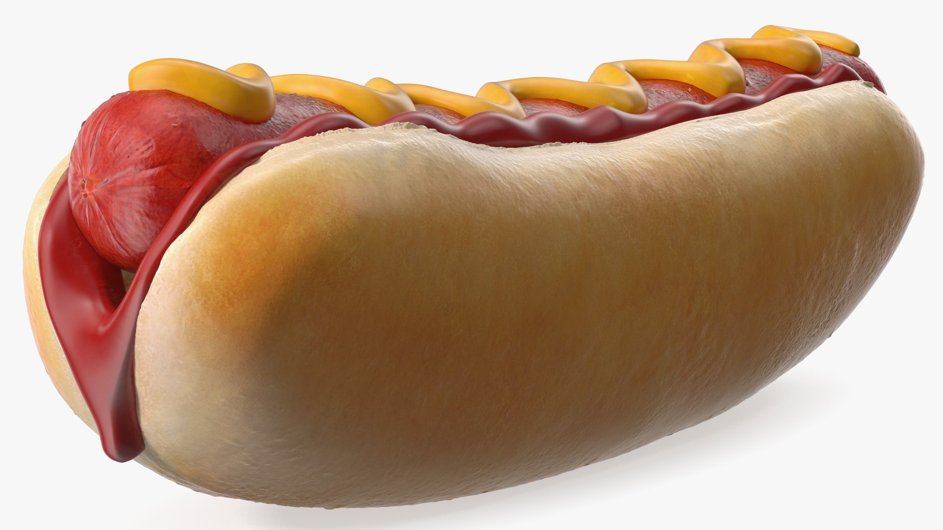 Realistic Hot Dog With Ketchup and Mustard in a Bun Keychain 