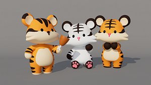 Rigged Cartoon Tiger 3D model