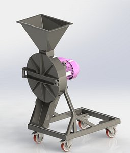 Feed grain and plant stalk crusher and grinder 3D model