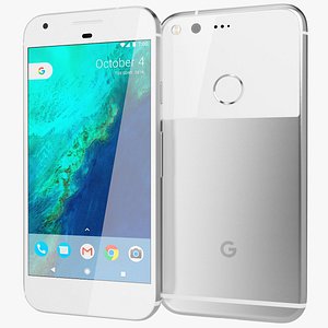 realistic google pixel silver 3d model