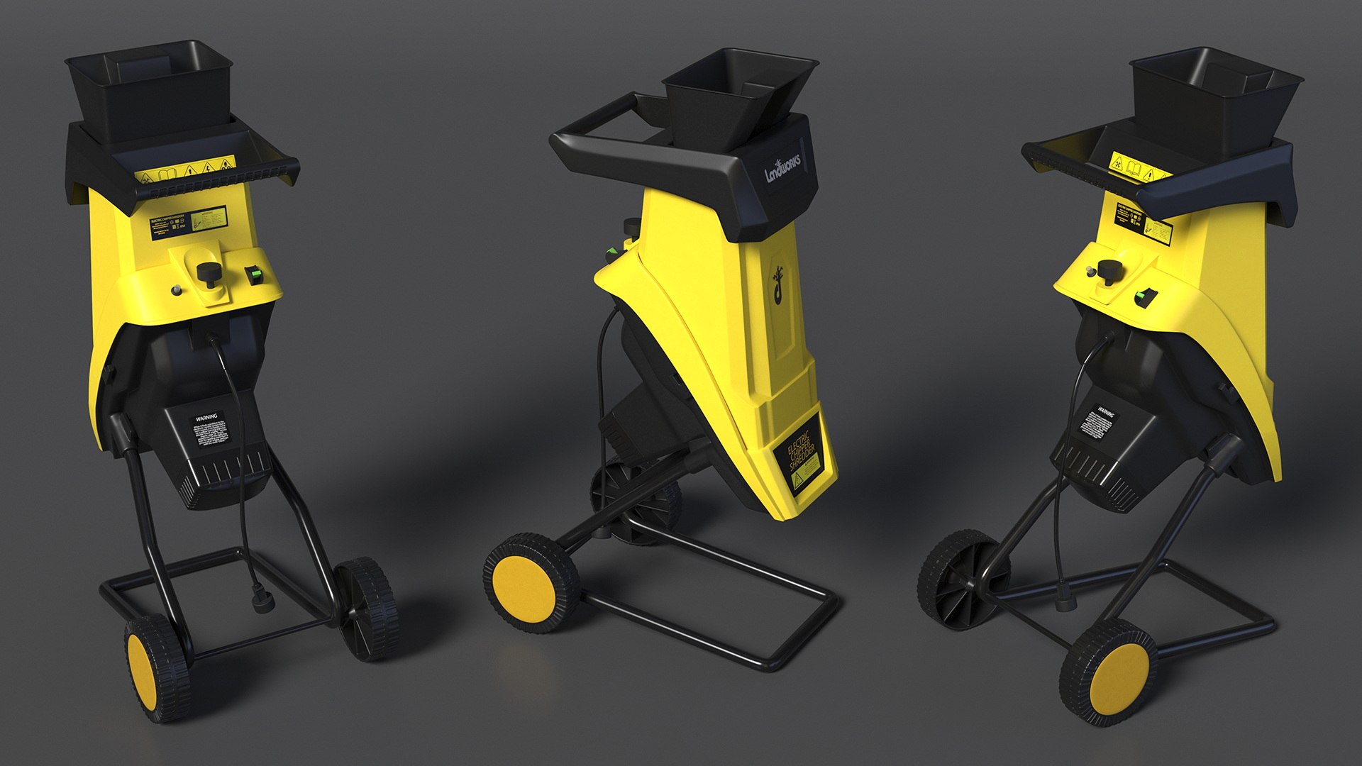 3D Model Compact Wood Chipper Landworks Yellow - TurboSquid 2164129