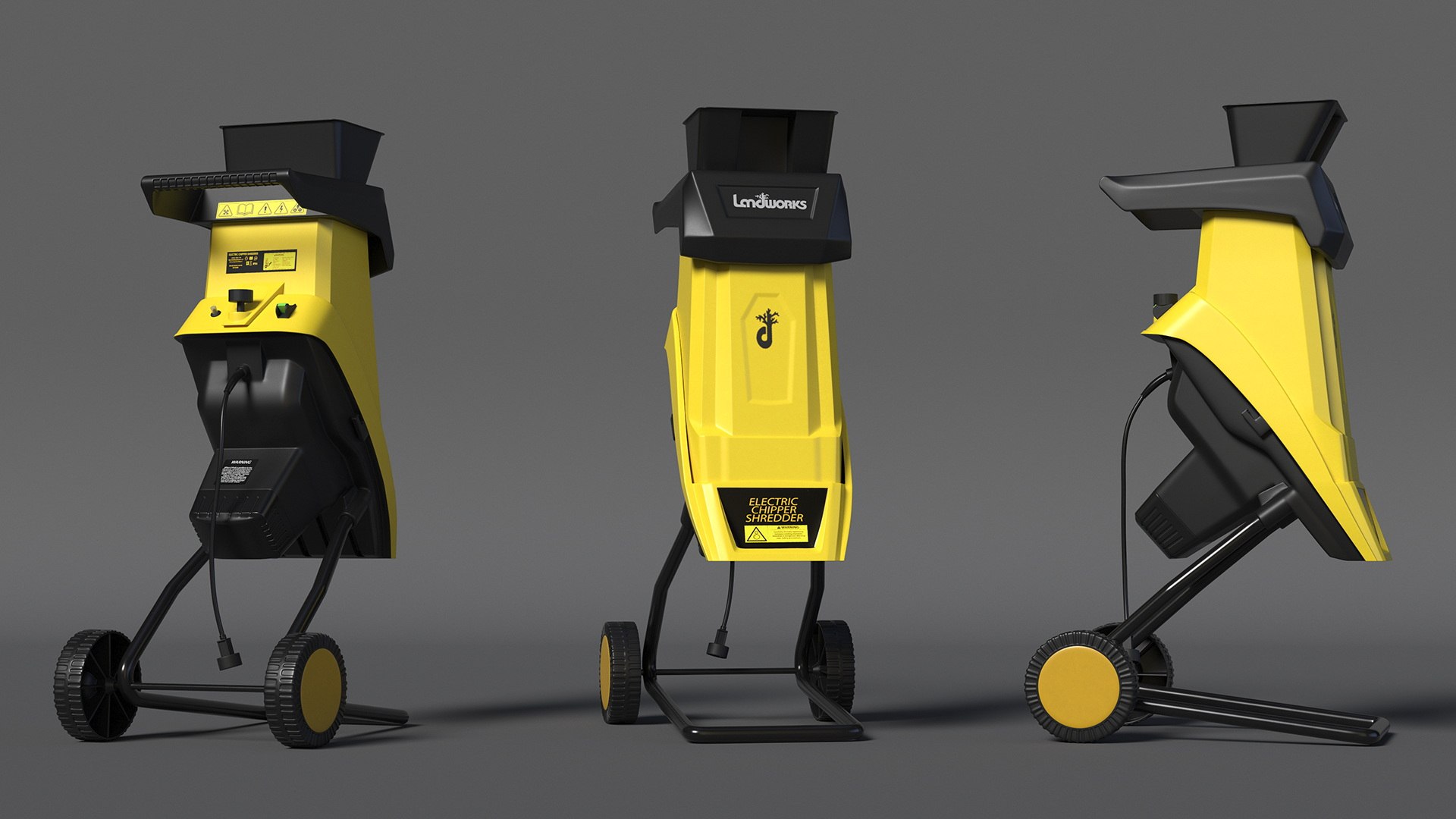 3D Model Compact Wood Chipper Landworks Yellow - TurboSquid 2164129