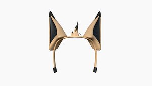 Furry Ears Tiara D13 Beige Black - Headband Character Design model
