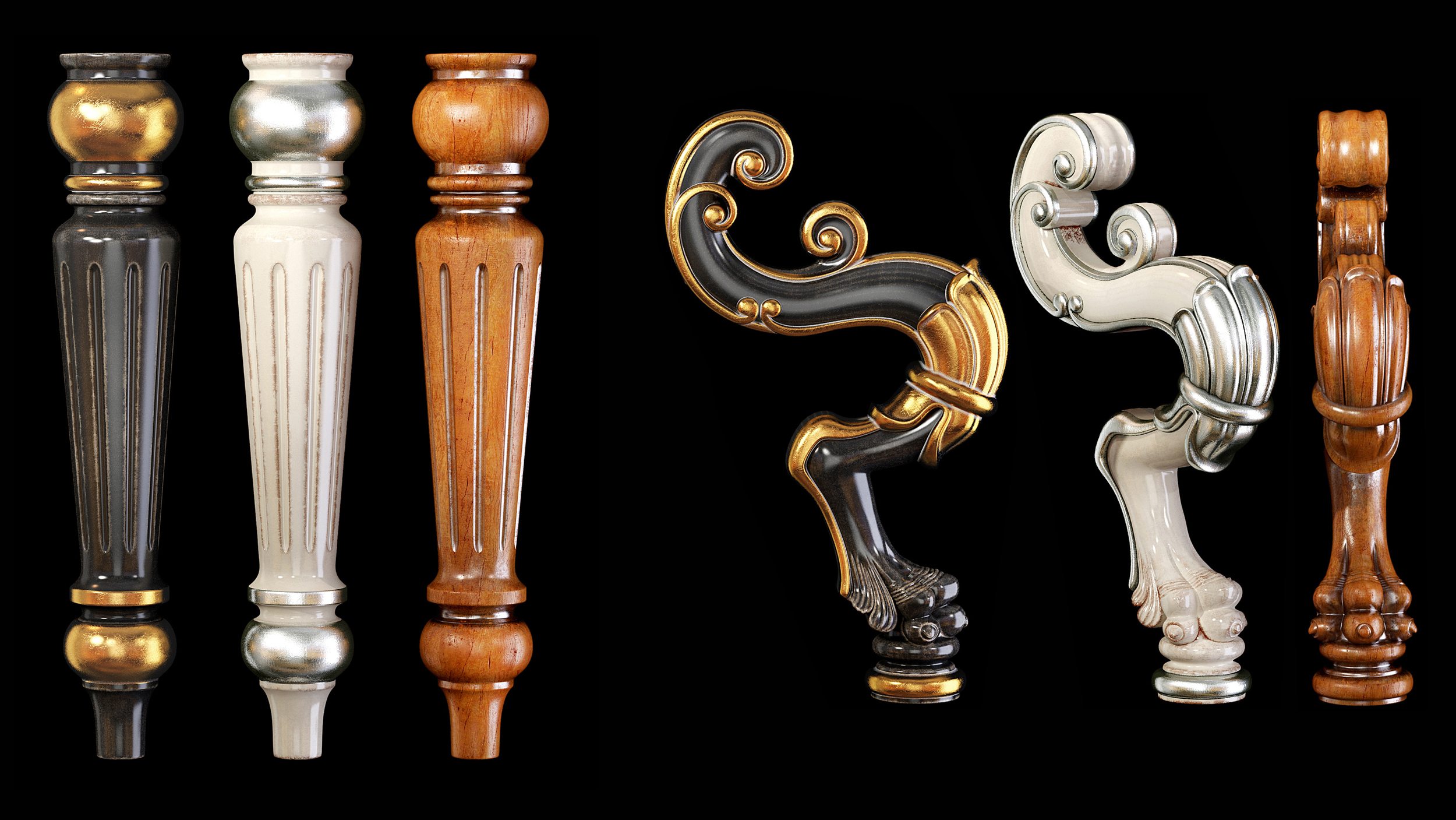 Collection of 30 classic furniture legs Part 1 model TurboSquid 1755268