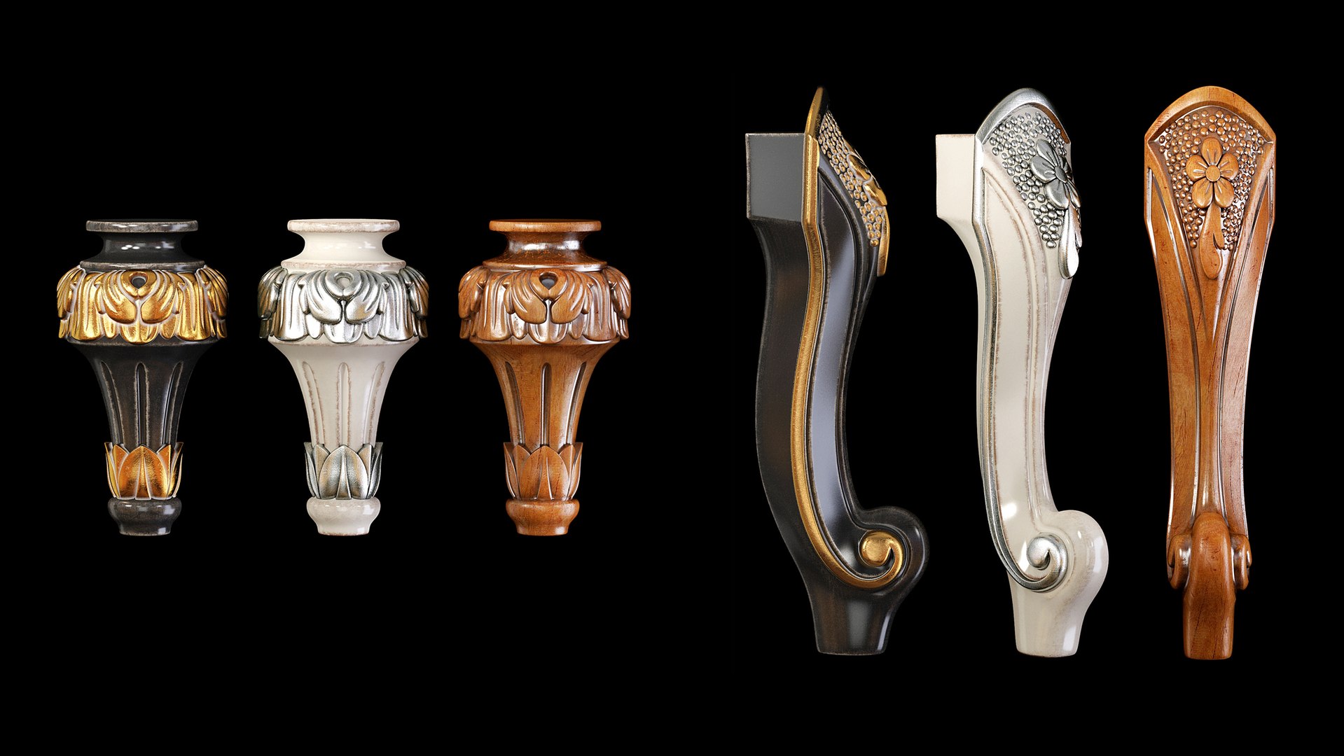 Collection Of 30 Classic Furniture Legs Part 1 Model TurboSquid 1755268