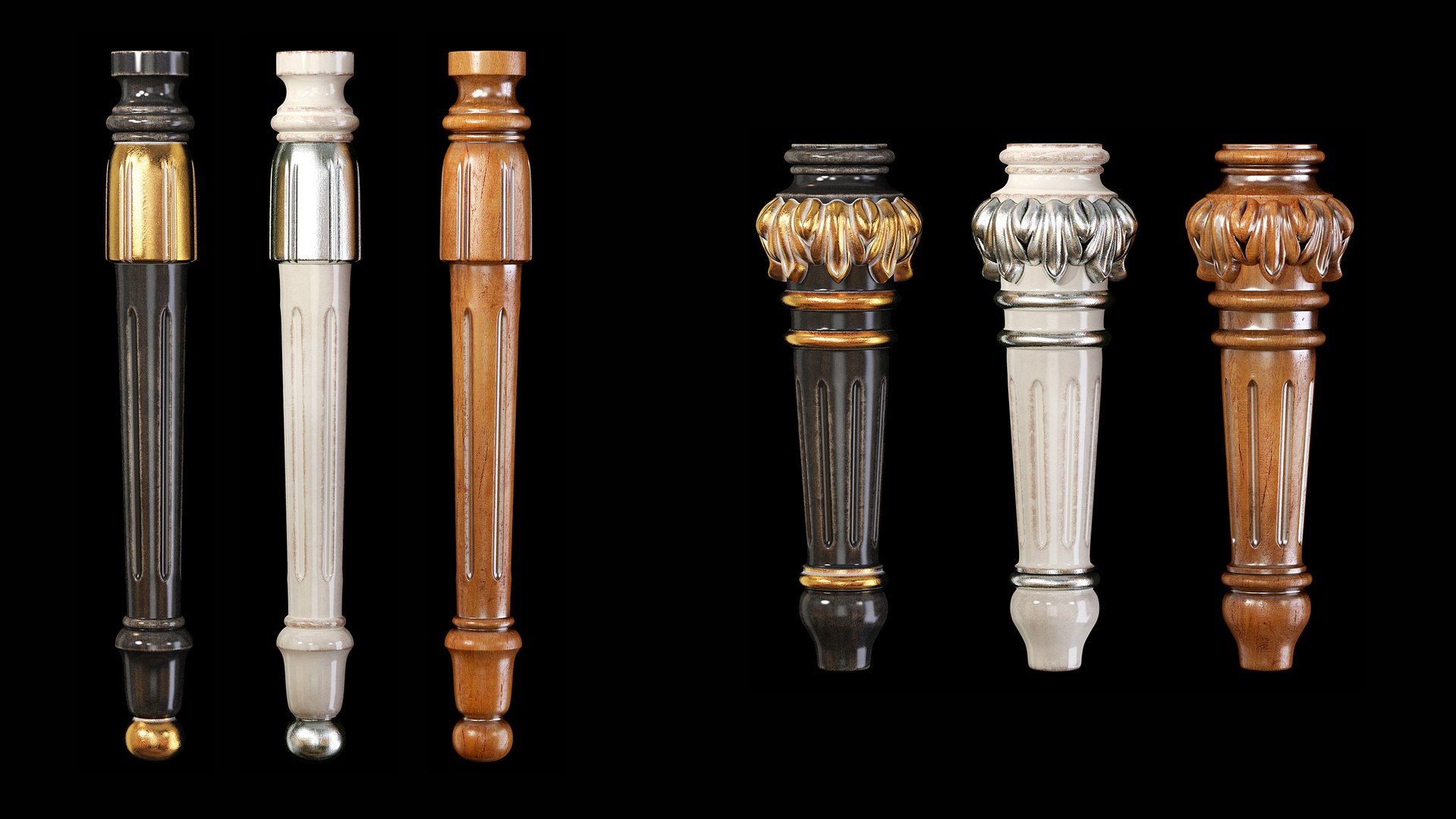 Collection Of 30 Classic Furniture Legs Part 1 Model - TurboSquid 1755268