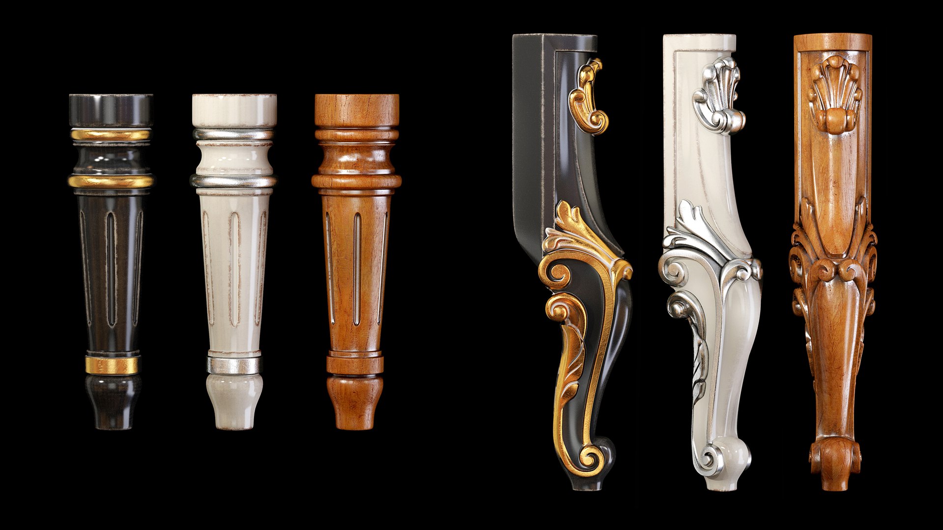 Collection Of 30 Classic Furniture Legs Part 1 Model TurboSquid 1755268