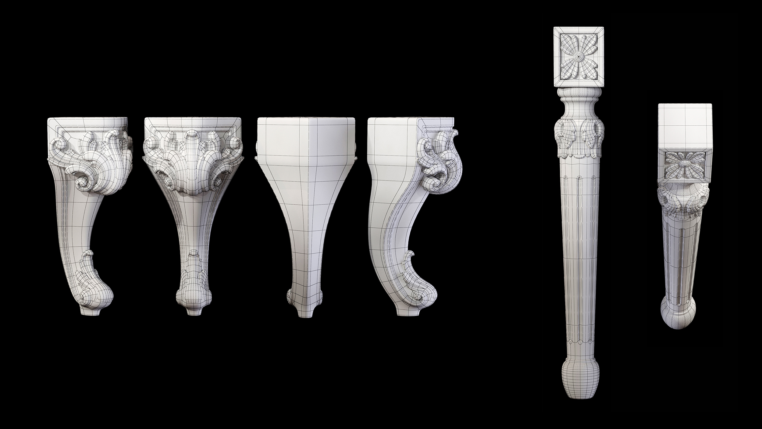 Collection of 30 classic furniture legs Part 1 model TurboSquid 1755268