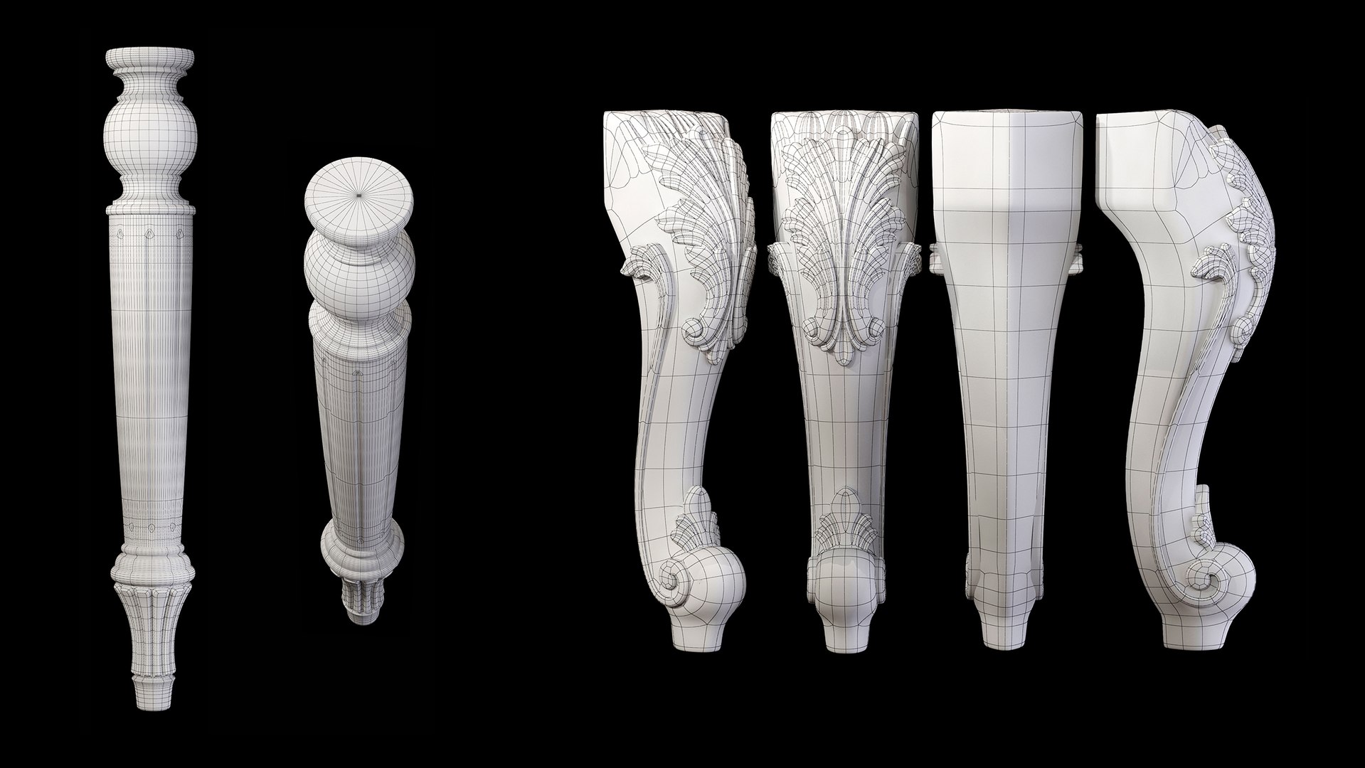 Collection of 30 classic furniture legs Part 1 model TurboSquid 1755268