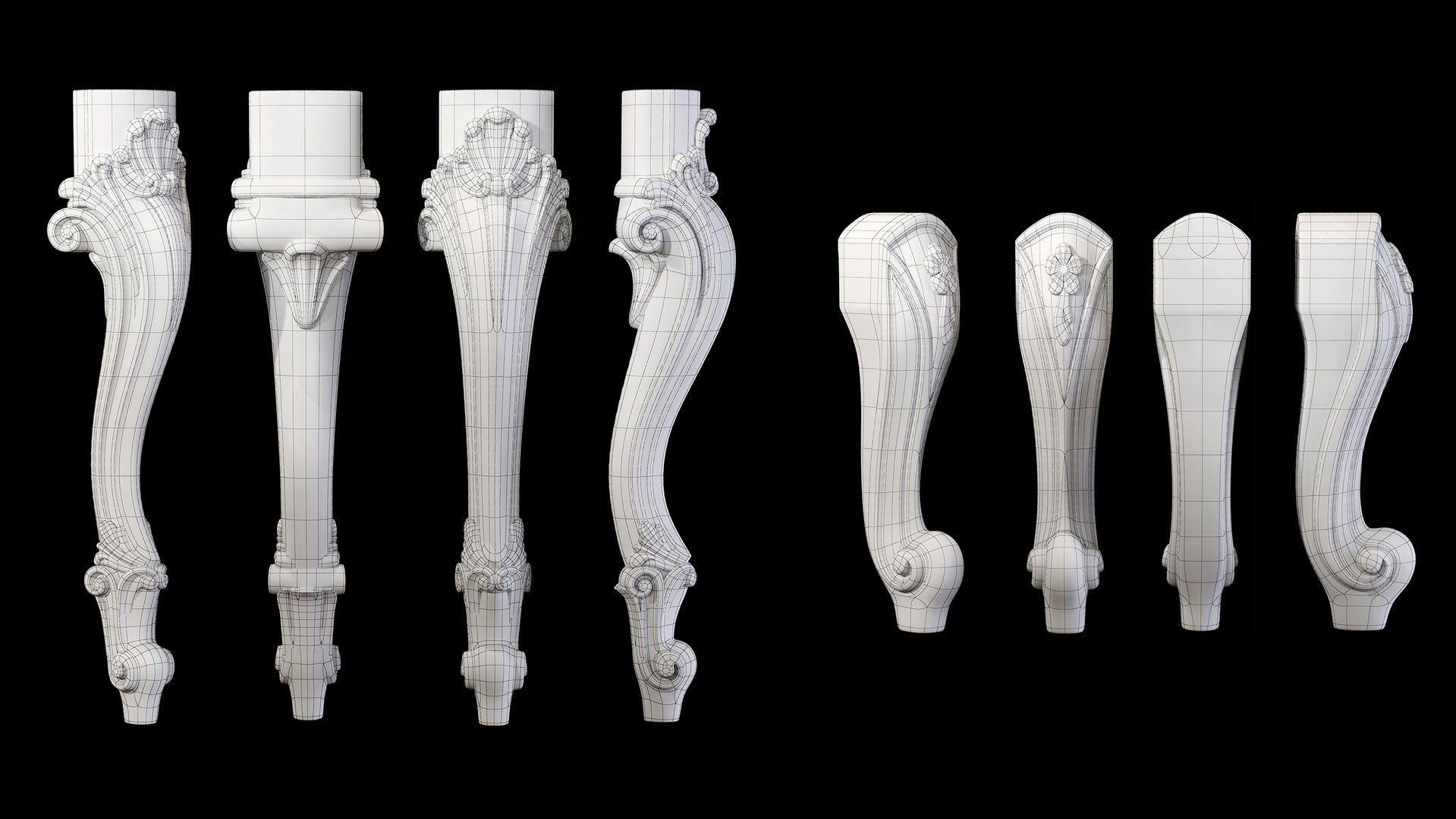 Collection of 30 classic furniture legs Part 1 model TurboSquid 1755268
